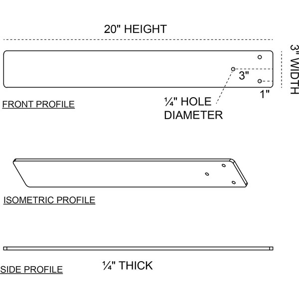 3W X 20D Logan Hidden Support Steel Bracket W/ 16 Support Depth, Stainless Steel